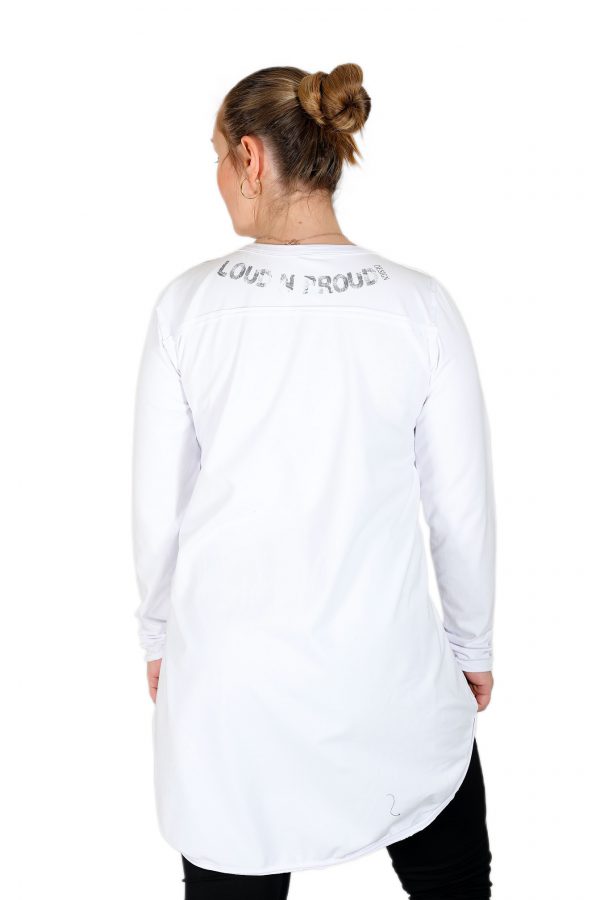 Long Sleeve Asymmetric T-Shirt with Wide V-Neck and Long Back - Image 3