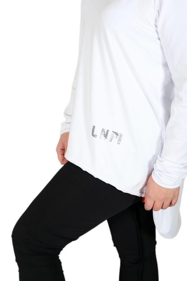 Black Leggings With Elastic Waist, Printed, Sporty Outer Seams, Laser Cut Ankle-Slits - Image 2