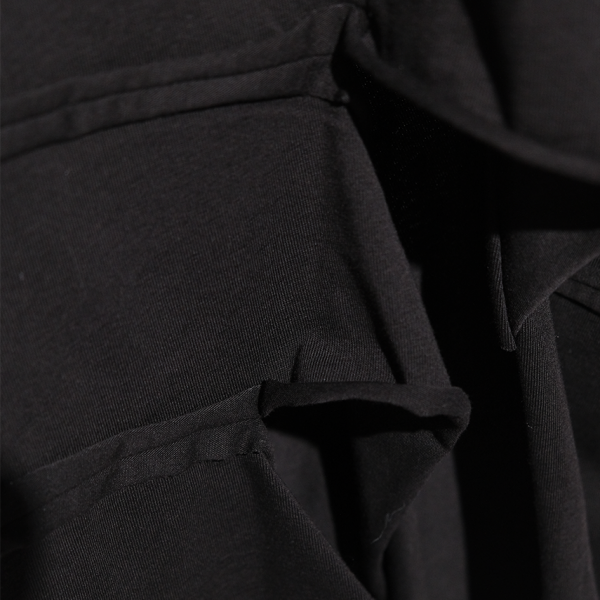 Comfortable Black Blouse with Long Sleeve and Draped Collar - Image 2