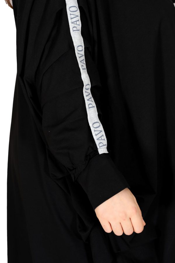 Casual Black Oversize Cardigan with Stripe Detail - Image 5
