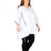 V-Neck, Printed, Off-the-shoulder White Tunic - Image 3