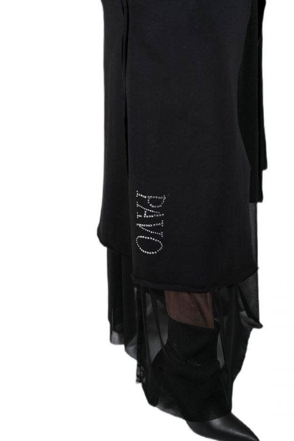 Comfortable Black Skirt with Inside Tulle Detail, Shiny Stone Brand Printed, Flamboyant - Image 5