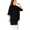 Short Sleeve Asymmetric Black T-Shirt with Cold Brand Printed and Shiny Stone Printed