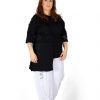 Short Sleeve Asymmetric Black T-Shirt with Cold Brand Printed and Shiny Stone Printed - Image 5