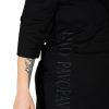 Short Sleeve Asymmetric Black T-Shirt with Cold Brand Printed and Shiny Stone Printed - Image 2