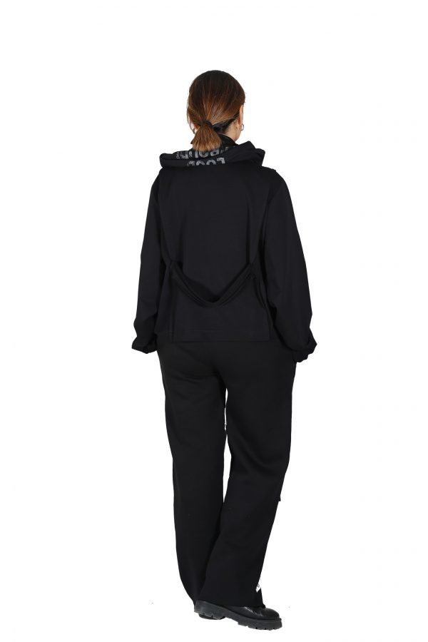 Comfortable Loose Black Sweatpants with Brand Strip Detail - Image 3