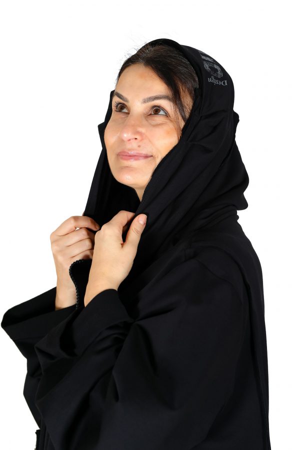 Hooded, Zippered, Pouch Pockets, Long Sleeve, Black Shabby Sweat Cardigan - Image 6