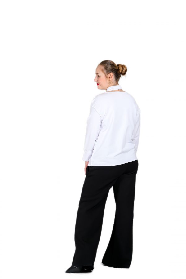 Asymmetrical White Blouse with Straps at the Neck - Image 2