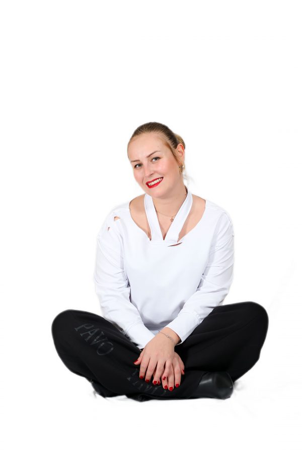 Asymmetrical White Blouse with Straps at the Neck - Image 3