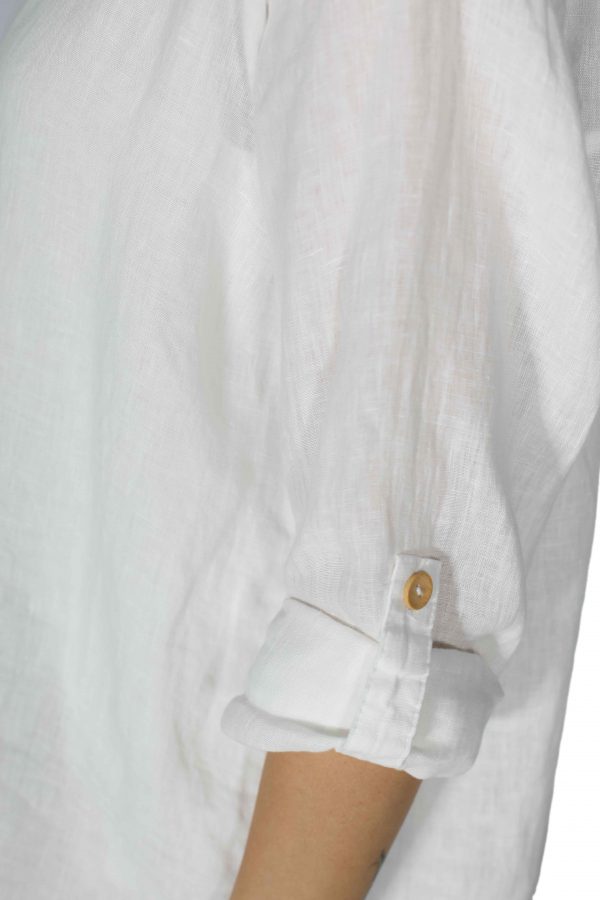 Casual White Color Shabby Linen Shirt - Image 4