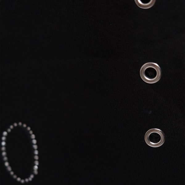 Comfortable Black Skirt with Flamboyant, Shiny Stone Brand Printed, Stripe Detailed and Pockets - Image 2