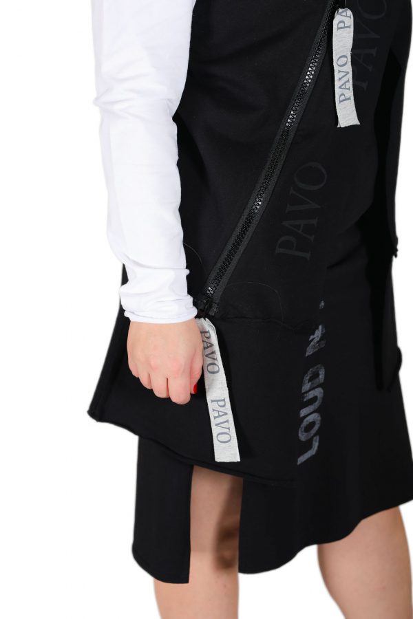 Black Vest with Brand Printed, Cross Zipper Detail - Image 4
